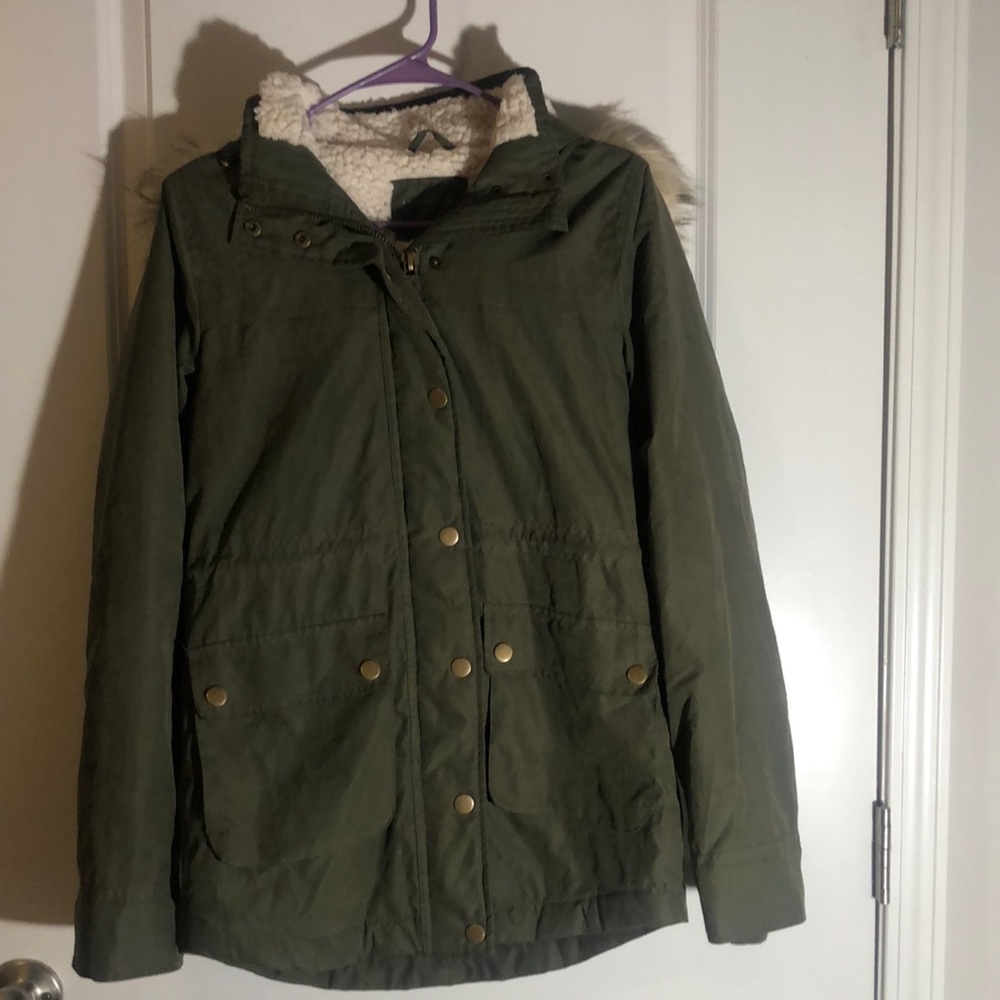 Green Aeropostale Fur Lined Utility Jacket